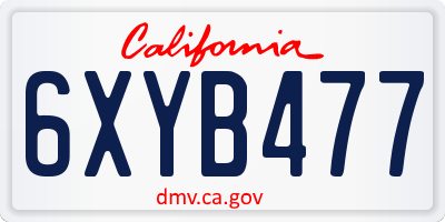 CA license plate 6XYB477