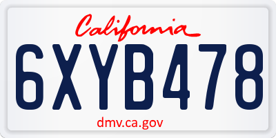 CA license plate 6XYB478