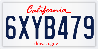 CA license plate 6XYB479