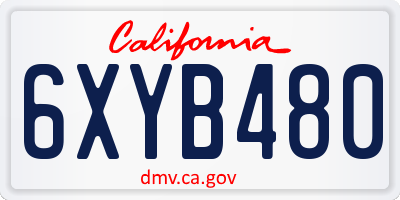 CA license plate 6XYB480