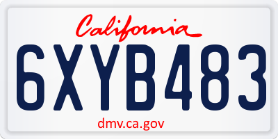 CA license plate 6XYB483