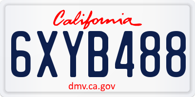 CA license plate 6XYB488