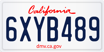 CA license plate 6XYB489