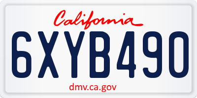 CA license plate 6XYB490