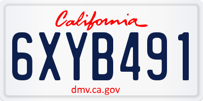 CA license plate 6XYB491