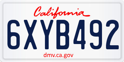 CA license plate 6XYB492