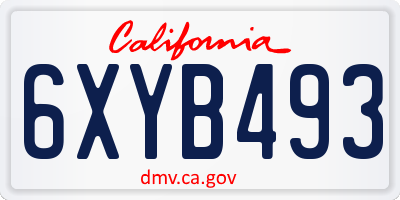 CA license plate 6XYB493