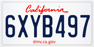 CA license plate 6XYB497