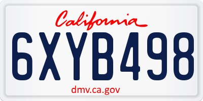 CA license plate 6XYB498