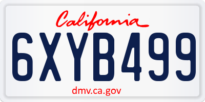 CA license plate 6XYB499