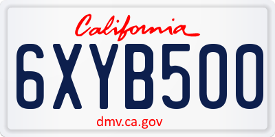 CA license plate 6XYB500