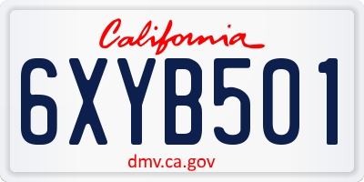 CA license plate 6XYB501