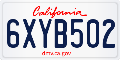 CA license plate 6XYB502