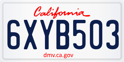 CA license plate 6XYB503