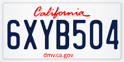 CA license plate 6XYB504