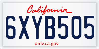 CA license plate 6XYB505