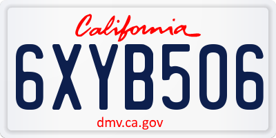 CA license plate 6XYB506
