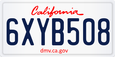 CA license plate 6XYB508