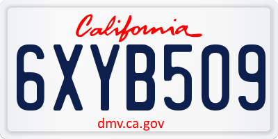 CA license plate 6XYB509