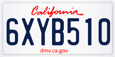 CA license plate 6XYB510