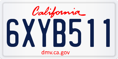 CA license plate 6XYB511