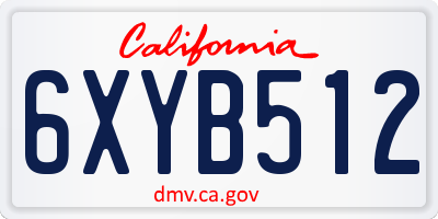 CA license plate 6XYB512