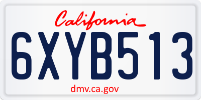 CA license plate 6XYB513
