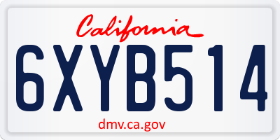 CA license plate 6XYB514