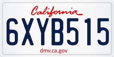 CA license plate 6XYB515