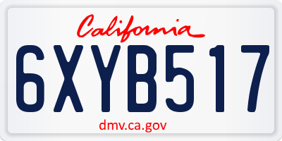 CA license plate 6XYB517