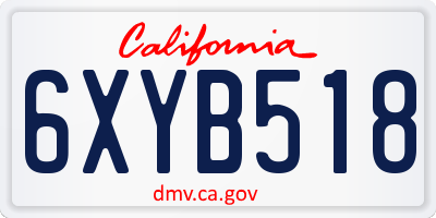 CA license plate 6XYB518