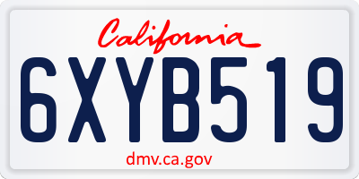 CA license plate 6XYB519