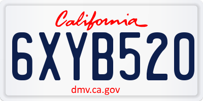 CA license plate 6XYB520