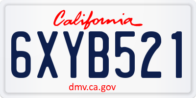 CA license plate 6XYB521