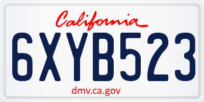 CA license plate 6XYB523