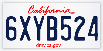 CA license plate 6XYB524