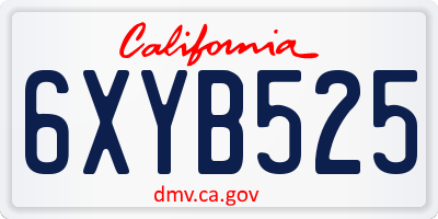 CA license plate 6XYB525