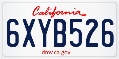 CA license plate 6XYB526