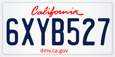 CA license plate 6XYB527