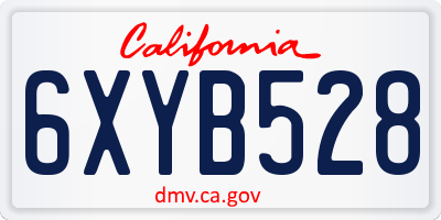 CA license plate 6XYB528