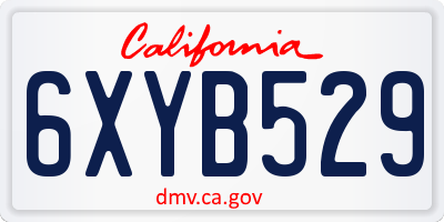 CA license plate 6XYB529