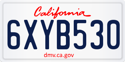 CA license plate 6XYB530