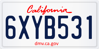 CA license plate 6XYB531