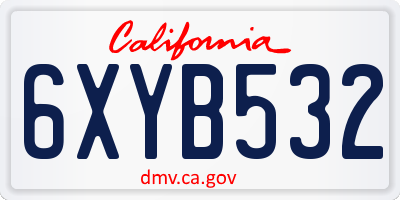 CA license plate 6XYB532