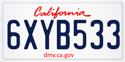 CA license plate 6XYB533