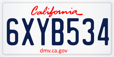 CA license plate 6XYB534