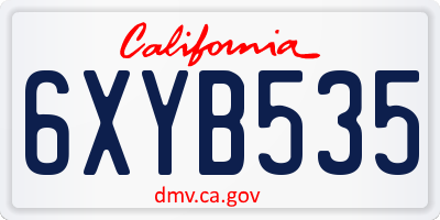CA license plate 6XYB535