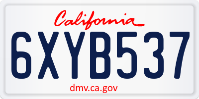 CA license plate 6XYB537
