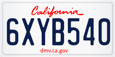 CA license plate 6XYB540