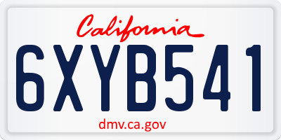 CA license plate 6XYB541